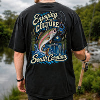 Enjoying the Culture of South Carolina Trout and Crab Fishing T-Shirt | Back Print