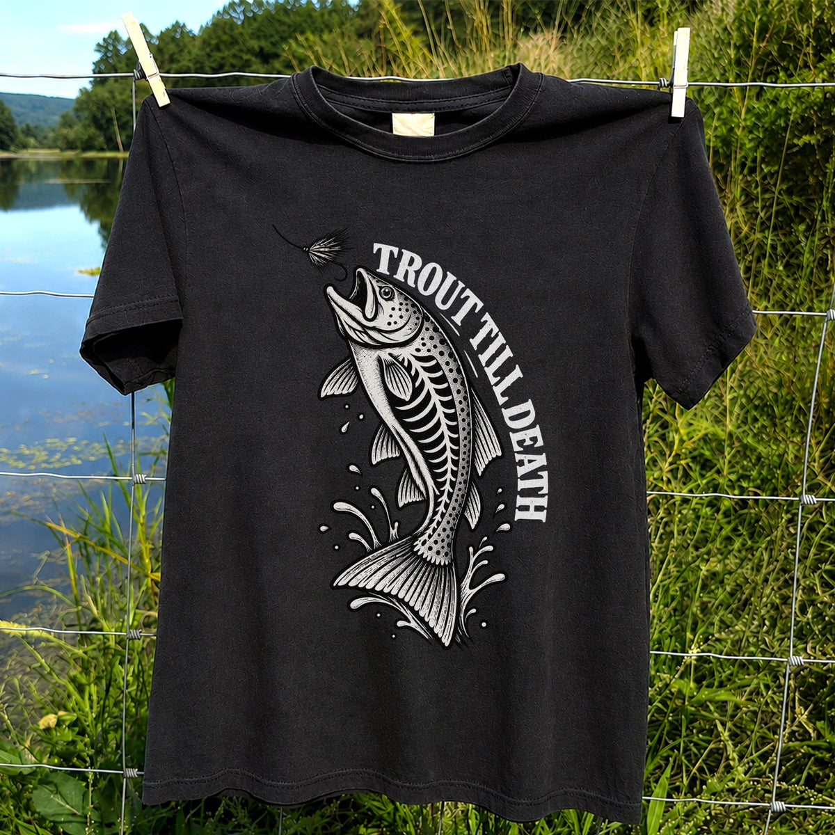 Trout Till Death Fly Fishing Graphic T-Shirt