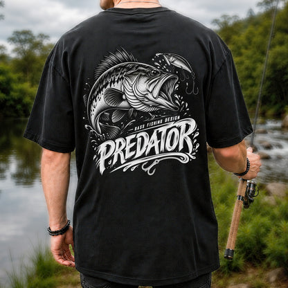 Predator Bass Fishing Design Largemouth Bass Graphic T-Shirt | Back Print