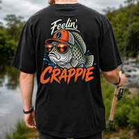Feelin' Crappie Funny Fishing T-Shirt with Fish in Sunglasses | Back Print