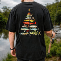 Vintage Fish Collection Fishing Rod Graphic T-Shirt | Back Print