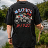 Machete Bar Cold Drinks Colder Trout Fishing T-Shirt | Back Print