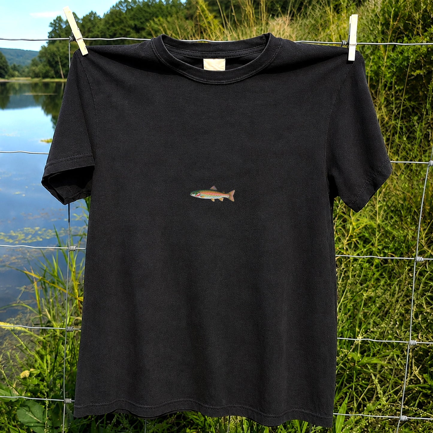 Tiny Rainbow Trout Minimalist Fishing Graphic T-Shirt