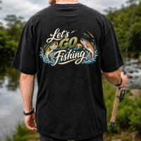 Let's Go Fishing Bass and Rainbow Trout Graphic T-Shirt | Back Print
