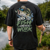 Born to Fish Forced to Work Bass Graphic T-Shirt | Back Print
