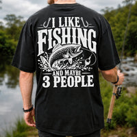 Funny Trout Fishing Three People Graphic T-Shirt | Back Print