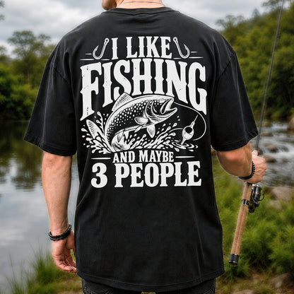 Funny Trout Fishing Three People Graphic T-Shirt | Back Print