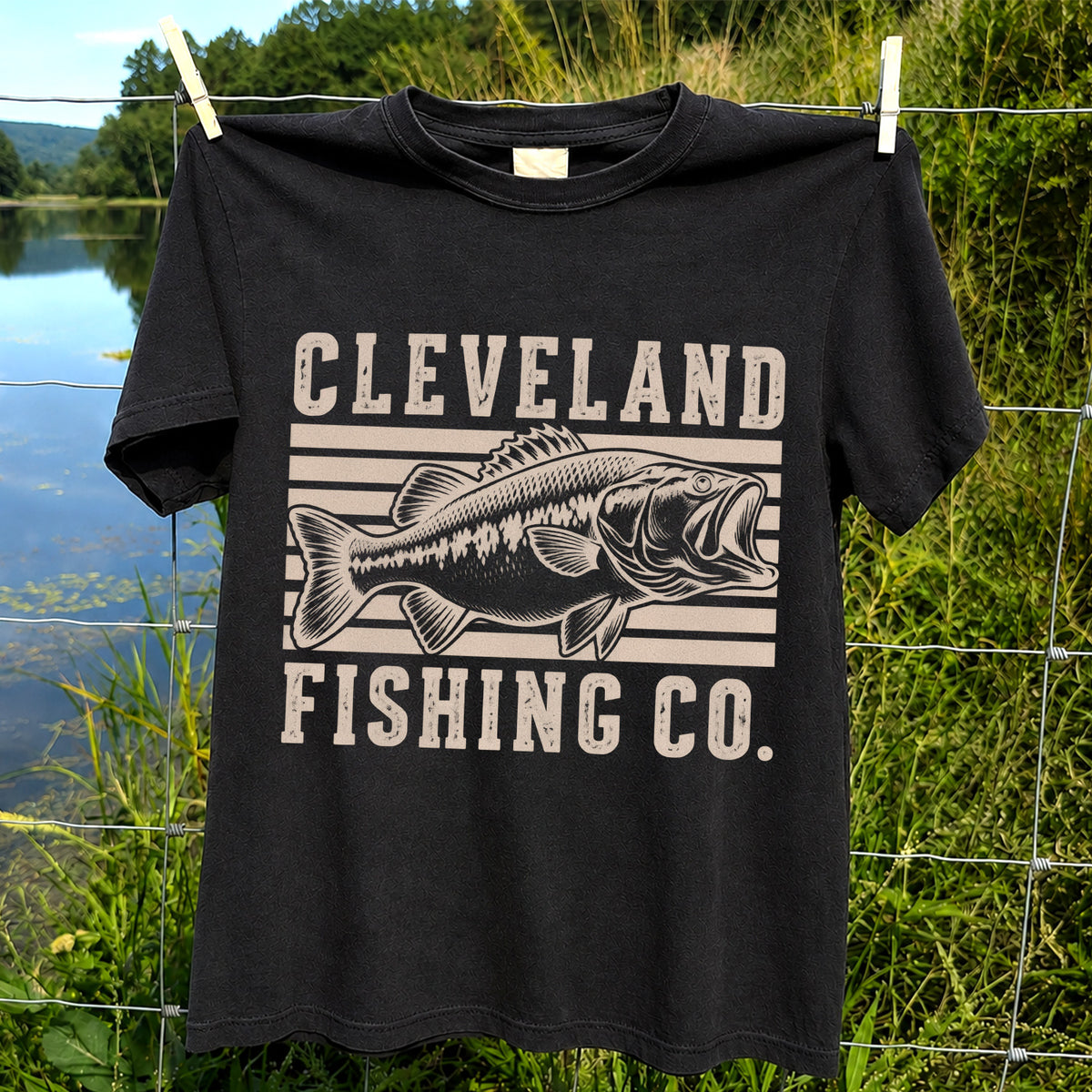 Cleveland Fishing Co Bass Fishing Graphic T-Shirt