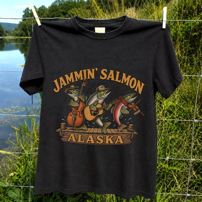 Jammin’ Salmon Alaska Fishing Band Graphic T-Shirt