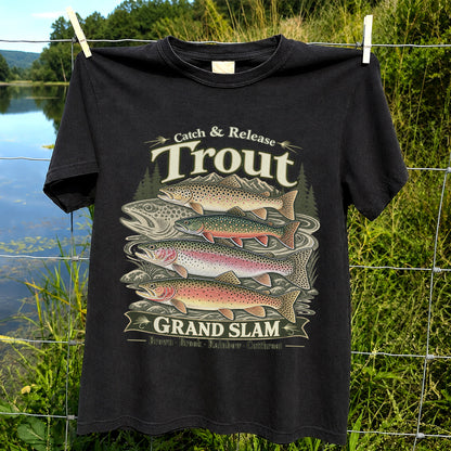 Catch and Release Trout Grand Slam Fishing Graphic T-Shirt