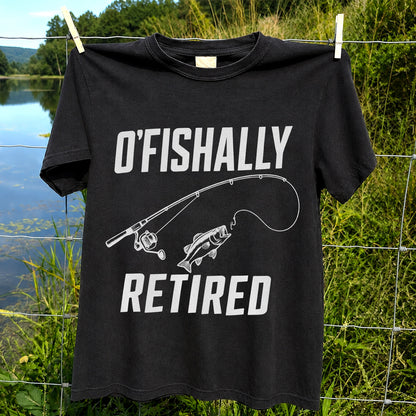 Retirement Fishing Graphic T-Shirt with Fishing Rod and Bass