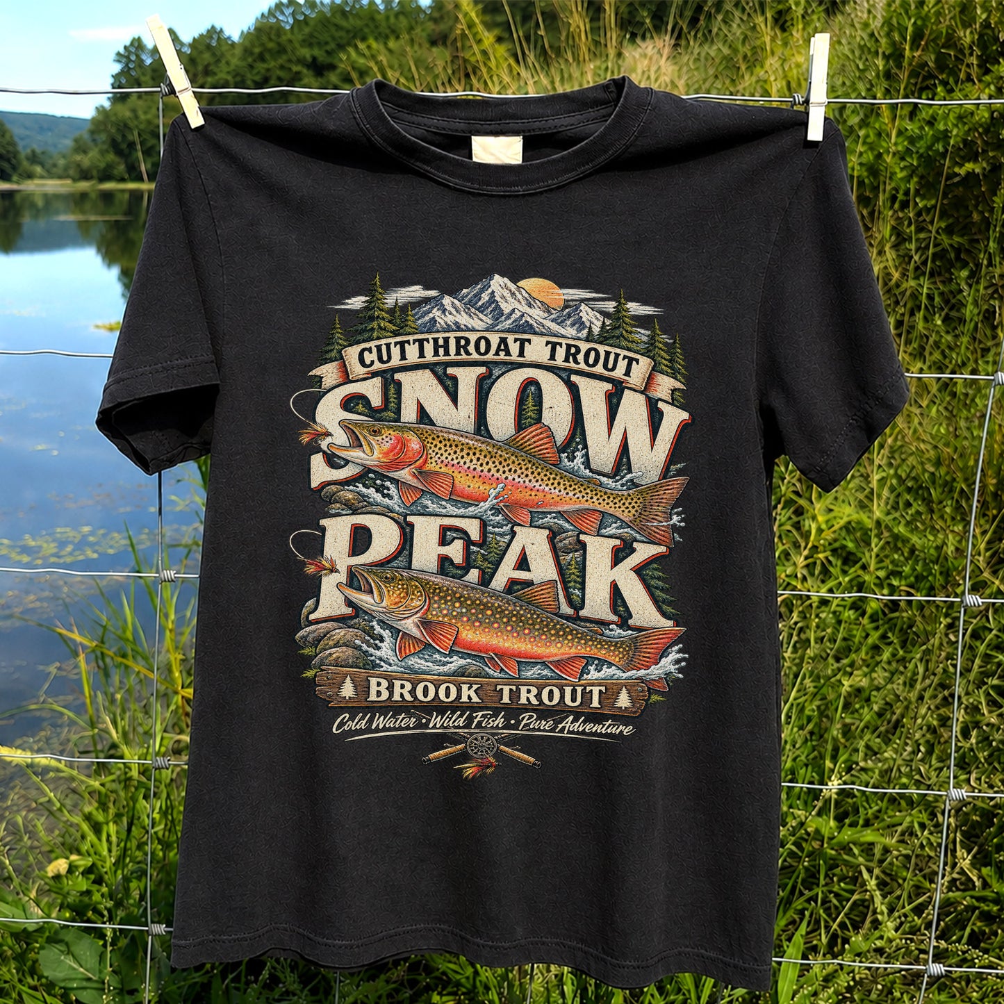 Cutthroat Trout Snow Peak Brook Trout Fishing Graphic T-Shirt