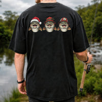 Funny Christmas Trout Trio Fishing Graphic T-Shirt | Back Print