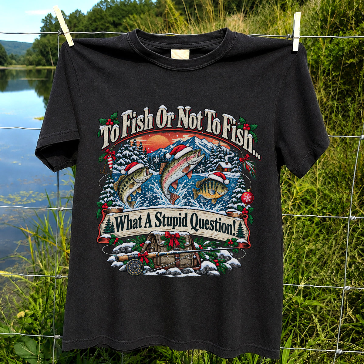 To Fish or Not to Fish Christmas Fishing T-Shirt
