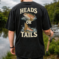 Rainbow Trout Heads or Tails Fishing Graphic T-Shirt | Back Print