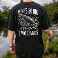 Mine's So Big Trout Fishing Funny Graphic T-Shirt | Back Print