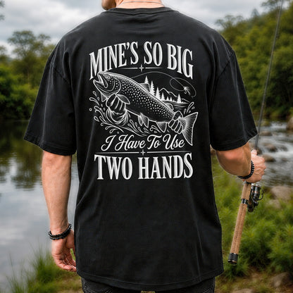 Mine's So Big Trout Fishing Funny Graphic T-Shirt | Back Print