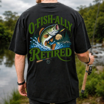 I Fish All Retired Funny Bass Fishing Graphic T-Shirt | Back Print