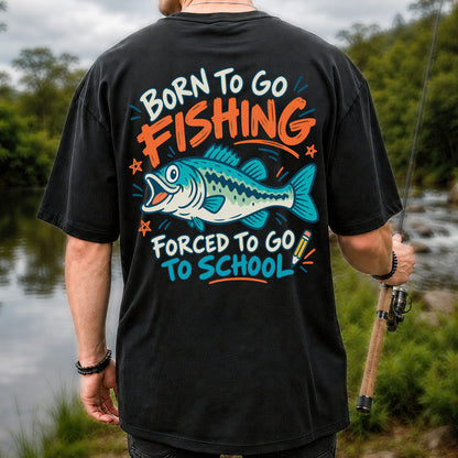 Funny Fish Fishing Graphic T-Shirt for Back to School | Back Print