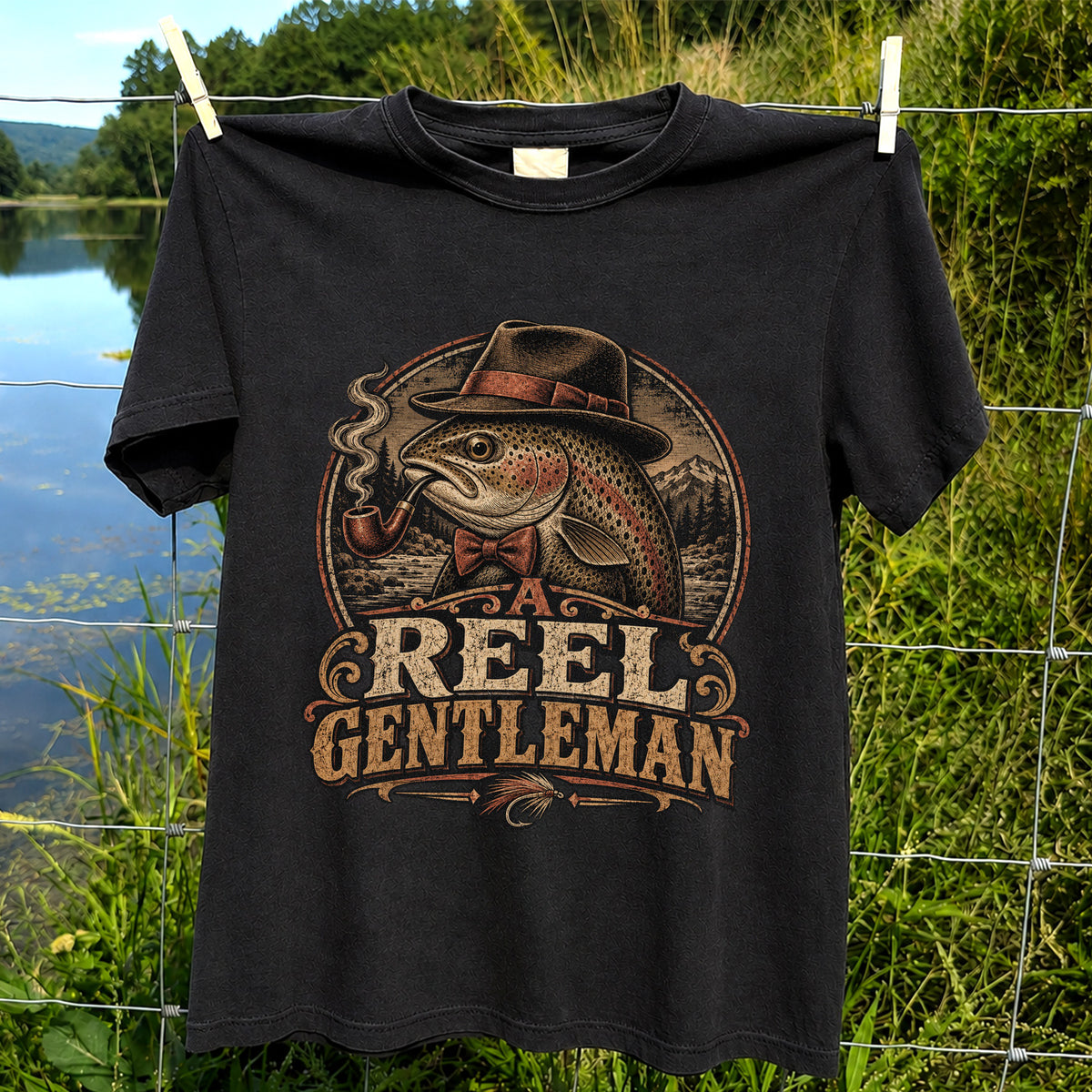 A Reel Gentleman Trout Fishing Vintage Graphic T-Shirt