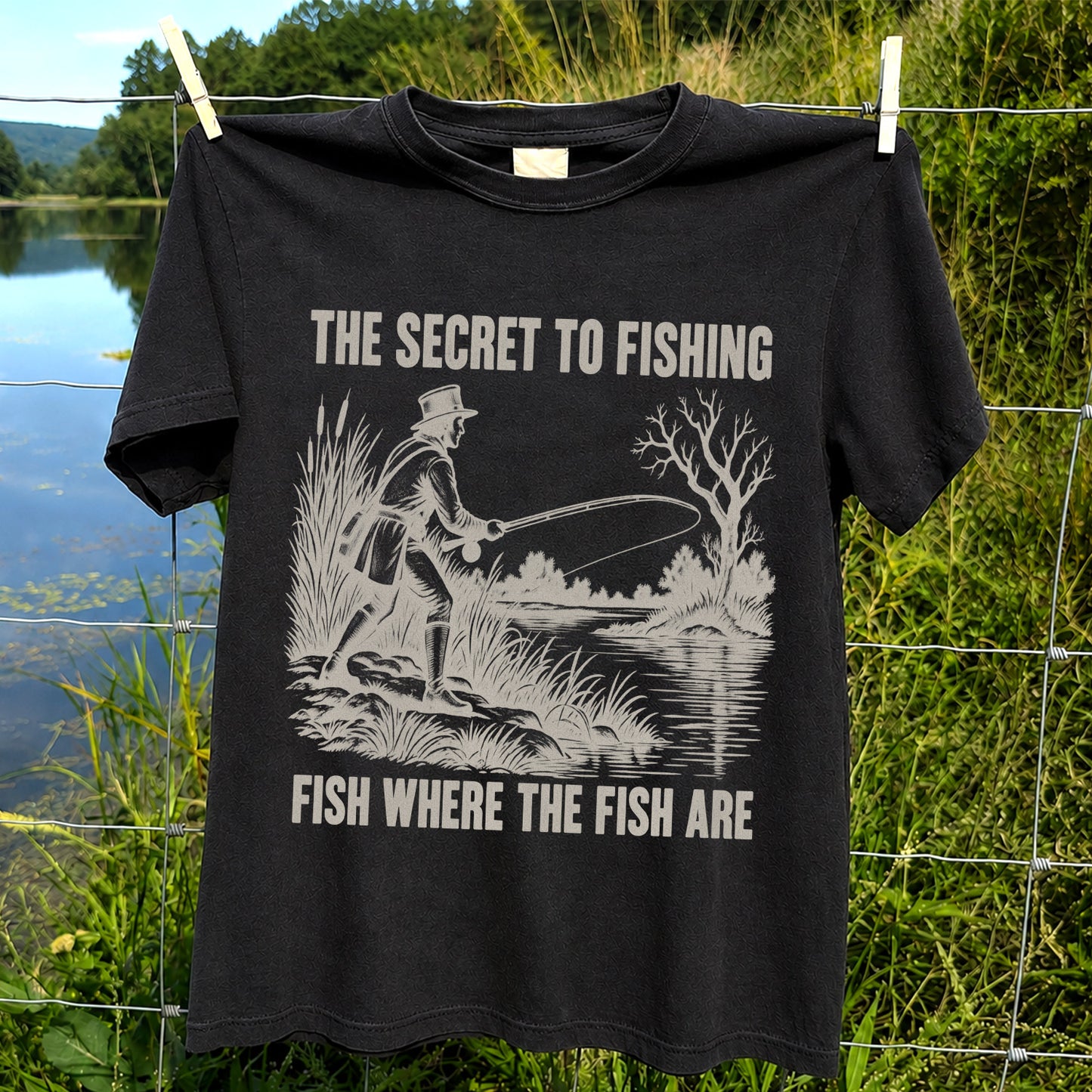 The Secret to Fishing Fish Where the Fish Are Graphic T-Shirt