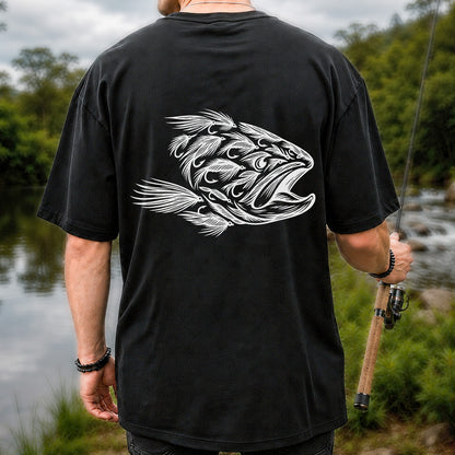 Fly Fishing Fish Design Graphic T-Shirt | Back Print