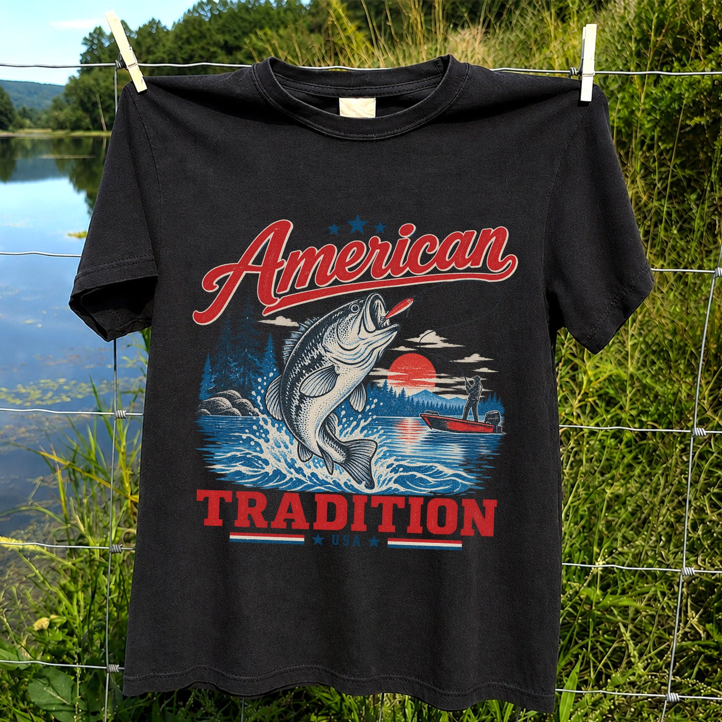 American Tradition Bass Fishing Graphic T-Shirt