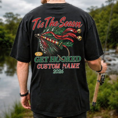 Personalized Christmas Fly Fishing Custom Name T-Shirt | Back Print