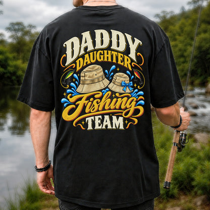 Dad Daughter Fishing Team Family Fishing Graphic T-Shirt | Back Print