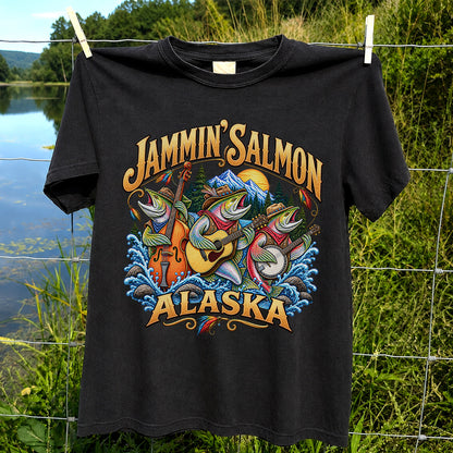 Salmon Music Band Alaska Fishing Graphic T-Shirt