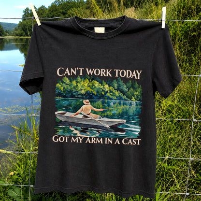 Can't Work Today Got My Arm in a Cast Fishing Boat T-Shirt