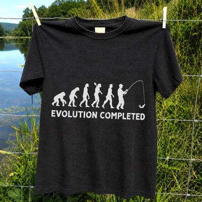 Evolution Completed Angler Silhouette Funny Fishing T-Shirt