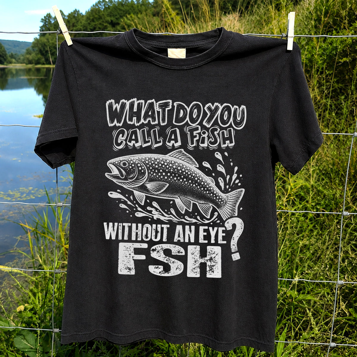What Do You Call a Fish Without an Eye FSH Funny Fishing T-Shirt