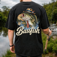 Cowboy Hat Bass Fishing Graphic T-Shirt | Back Print