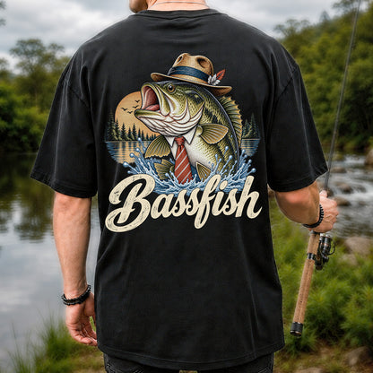 Cowboy Hat Bass Fishing Graphic T-Shirt | Back Print