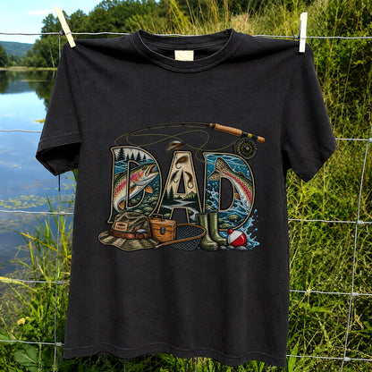 Dad Rainbow Trout Fly Fishing Vintage Graphic T-Shirt