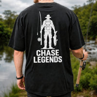Chase Legends Fly Fishing Angler Silhouette Graphic T-Shirt | Back Print