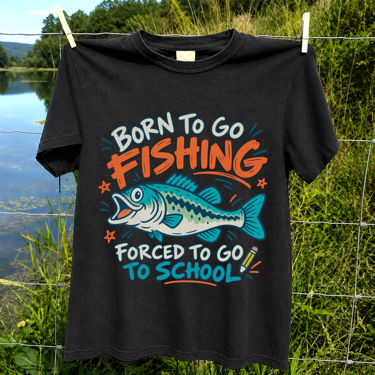 Funny Fish Fishing Graphic T-Shirt for Back to School