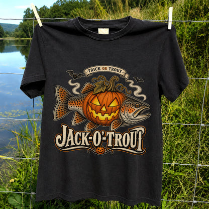 Jack-O'-Trout Trick or Trout Halloween Fishing T-Shirt