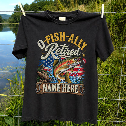 Retired Rainbow Trout American Flag Fishing T-Shirt