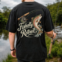 Fishally Retired Rainbow Trout Fly Fishing Retirement T-Shirt | Back Print