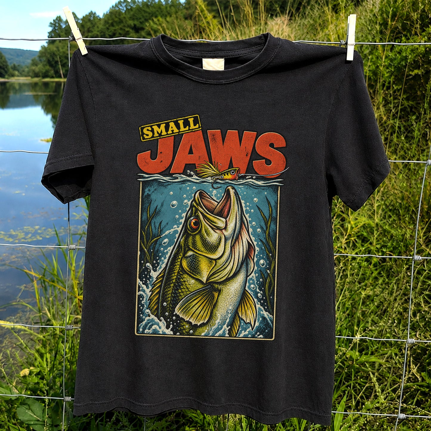 Small Jaws Bass Fishing Graphic T-Shirt