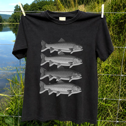 Vintage Trout Collection Freshwater Fishing Graphic T-Shirt