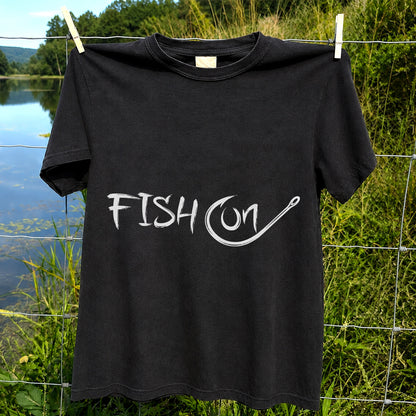 Fish On Fishing Hook Minimalist Graphic T-Shirt