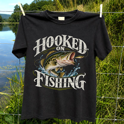 Hooked on Fishing Largemouth Bass Graphic T-Shirt