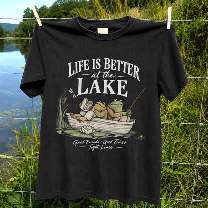Life Is Better at the Lake Frog Fishing Graphic T-Shirt