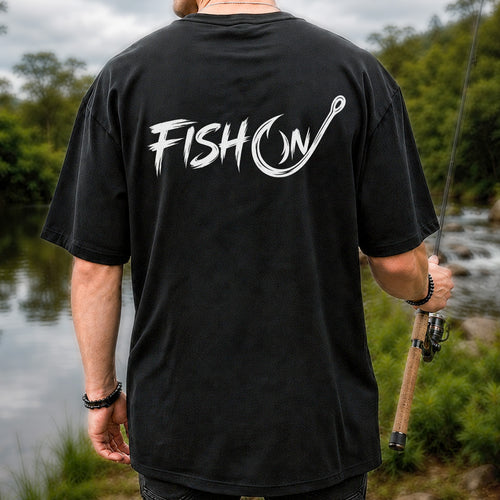 Fish On Fishing Hook Graphic T-Shirt | Back Print