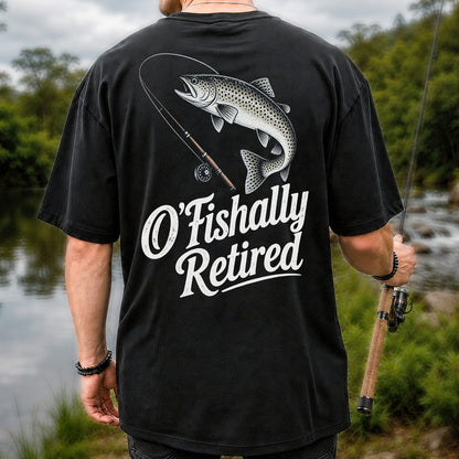 Retired Trout Fishing Rod Graphic T-Shirt | Back Print