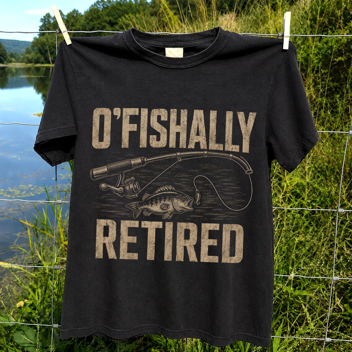 O'Fishally Retired T-Shirt Bass Fishing Retirement Gift for Fisherman