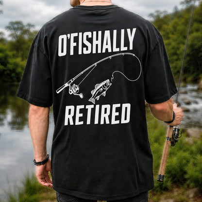 Retirement Fishing Graphic T-Shirt with Fishing Rod and Bass | Back Print